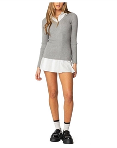 Платье-свитер с воротником «два в одном», серый Edikted