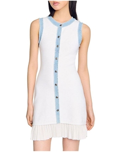 Короткое трикотажное платье с оборками, слоновая кость/кремовый Sandro