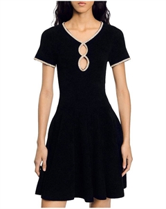 Платье Megane из бархатного трикотажа с отделкой, черный Sandro