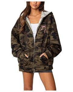 Толстовка с капюшоном Camo Oversized с бантом, зеленый Edikted