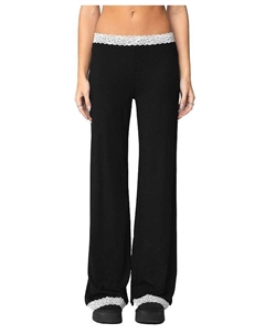 Брюки с контрастной кружевной отделкой Domino, черный Edikted