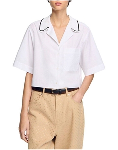 Рубашка с вязанным крючком воротником, белый Sandro