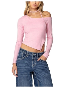 Асимметричный двухкомпонентный топ-чокер, розовый Edikted