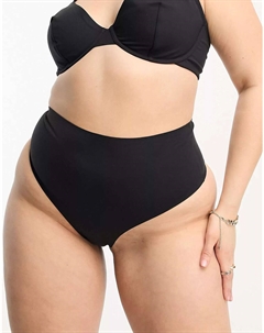 Черные сглаживающие стринги с завышенной талией DESIGN Curve Marina Asos