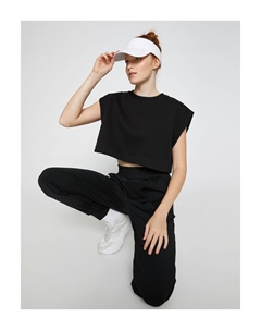 Укороченный спортивный свитшот из трех ниток с приподнятым верхом, черный Koton