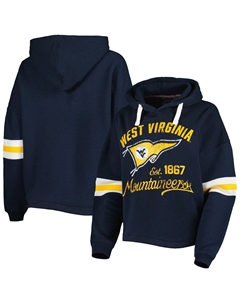 Женский пуловер с капюшоном для прессы, темно-синий пуловер с капюшоном West Virginia Mountaineers Super Pennant Unbranded