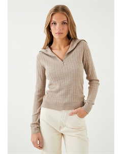 Вязаный свитер HALF ZIPPER DETAIL, цвет brown Koton