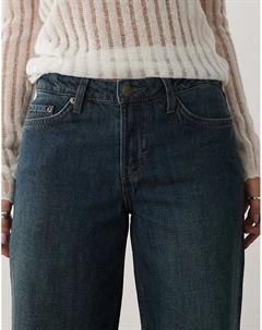 Широкие мешковатые джинсы с заниженной талией темно-синего цвета Weekday