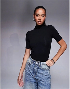 Боди с высоким воротом и рукавами 3/4 черного цвета Asos design