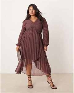 Платье-миди с юбкой-пачком и складками «добби» цвета баклажан Asos