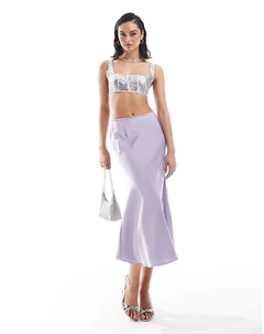 Юбка миди косого кроя из сиреневого атласа Collective the label