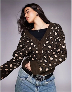Вязаный кардиган с v-образным вырезом и леопардовым принтом Asos design