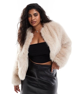 Укороченная куртка с карманами из искусственного меха бежевого цвета 4th & reckless