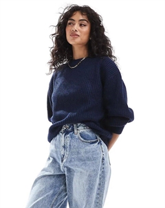 Джемпер свободного кроя с круглым вырезом темно-синего цвета Asos design