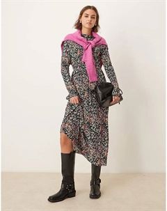 Цветочное макси-платье черного цвета Jdy