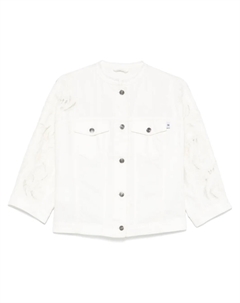 Жакет с цветочной кружевной аппликацией, белый Ermanno scervino