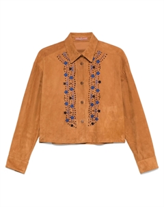 Замшевая рубашка с цветочной вышивкой, коричневый Ermanno scervino