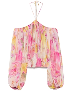 Блузка из ткани жоржет с цветочным принтом, розовый Blumarine