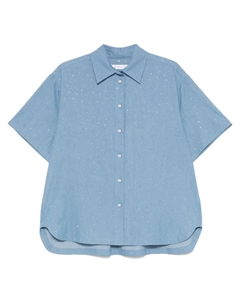 Рубашка, украшенная стразами, синий Manuel ritz