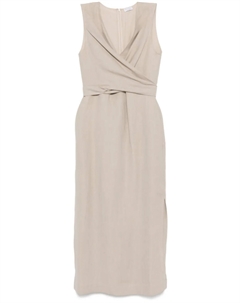 Платье миди с запахом, нейтральный Brunello cucinelli
