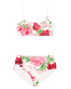 Бикини с принтом пионов, белый Blumarine