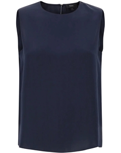 Теория шелковый топ, синий Theory