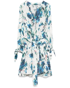 Платье из 120% линолеума с цветочным принтом, синий 120% lino