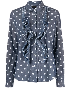 Блузка в горох с оборками, синий Aspesi