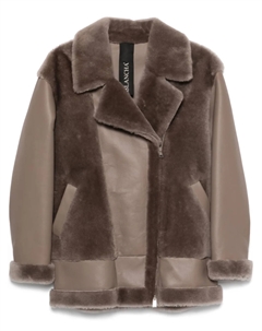 Короткое кожаное пальто со вставками, коричневый Blancha