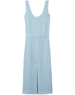 Твидовое платье с U-образным вырезом, синий St. john