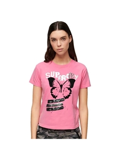 Футболка Indigo Workwear Cap Lo-Fi Rock Graphic Fitted, розовый Superdry