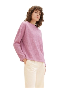 Рельефный пуловер с заниженными рукавами, розовый Tom tailor