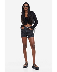 Джинсовые шорты с завышенной талией, серый H&m