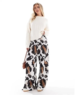 Плиссированные брюки широкого кроя с абстрактным животным принтом Vero moda