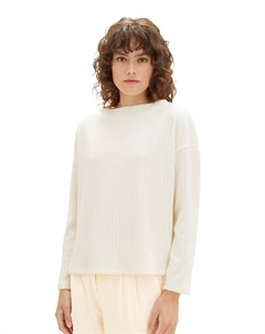 Рельефный пуловер с заниженными рукавами, белый Tom tailor