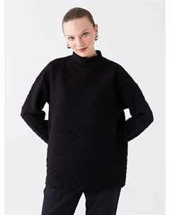 Женская туника с длинным рукавом и круглым вырезом с рисунком, новый черный Lcw modest