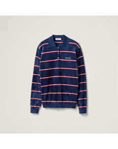 Полосатая рубашка-поло из вискозы, мультиколор Miu miu