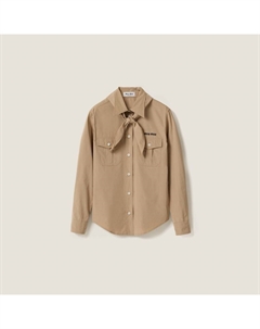 Поплиновая рубашка с шарфом, хаки Miu miu