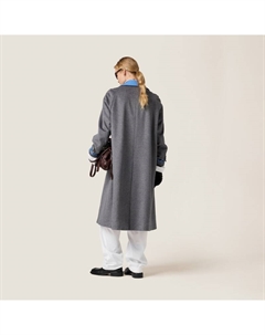 Прямое бархатное пальто, серый Miu miu