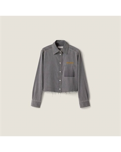 Короткая рубашка из шамбре, серый Miu miu