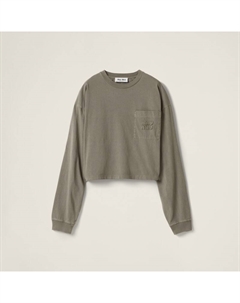 Футболка из джерси, окрашенная в готовом виде, зеленый Miu miu