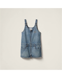 Платье из денима и поплина на молнии, синий Miu miu