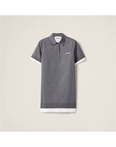 Короткое платье из трикотажа и поплина, мультиколор Miu miu