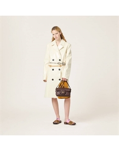 Двубортное пальто из наплака, бежевый Miu miu