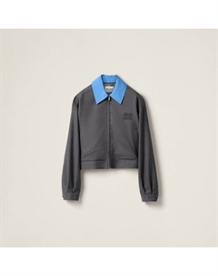 Пиджак из габардина с воротником из поплина, серый Miu miu