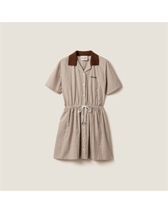 Короткое клетчатое платье, бежевый Miu miu