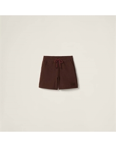 Шорты из хлопкового флиса, коричневый Miu miu