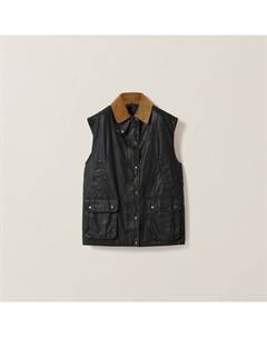 Жилет без рукавов из прорезиненного поплина, черный Miu miu