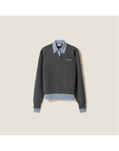 Свитер с воротником-поло из кашемира и шерсти, мультиколор Miu miu