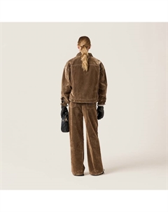 Брюки из стираной флокированной шамбре, коричневый Miu miu